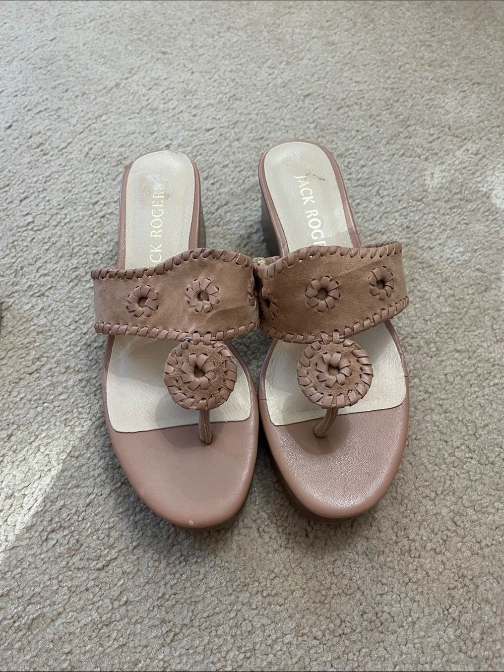 Jack Rogers nude Wedge/playform Sandals - Braided Thong Detail 7